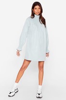 Thumbnail for your product : Nasty Gal Womens Shirred High Neck Smock Dress - Duck Egg - 14