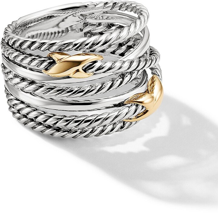 David Yurman Double X Crossover Ring with Gold ShopStyle