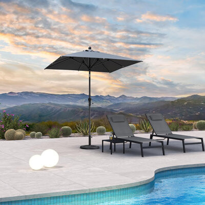 George Oliver 78'' Square Crank and Tilt Outdoor Market Table Umbrella Without Base