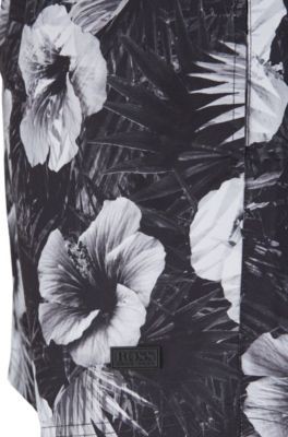 HUGO BOSS Floral-print swim shorts in quick-dry fabric