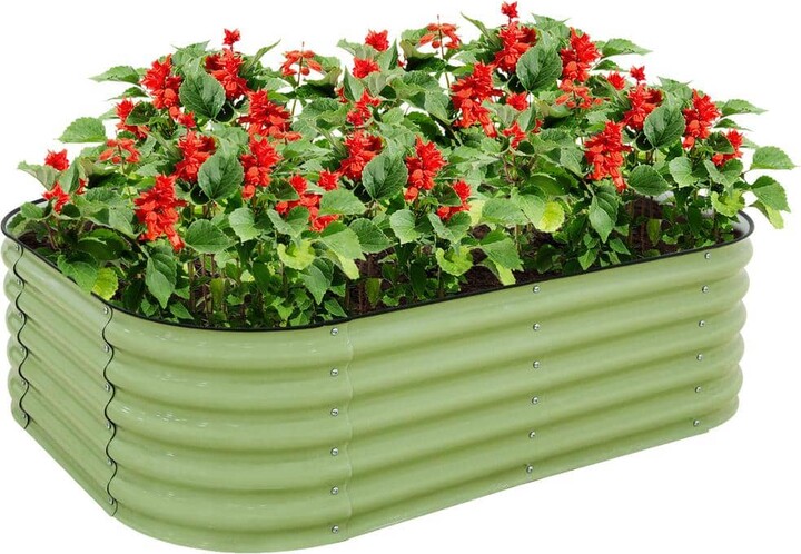 17 in. Tall Outdoor Galvanized Steel Raised Garden Bed Planter