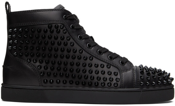 Christian Louboutin Black Patent Leather Louis Spikes High Top Sneakers  Size 43.5 Christian Louboutin