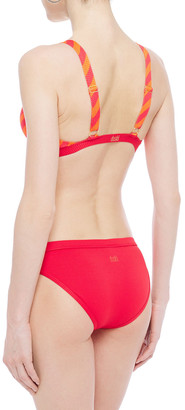 Duskii Striped Stretch-piqué Triangle Bikini Top