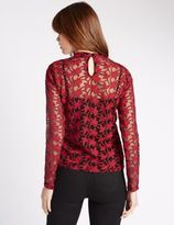 Thumbnail for your product : Marks and Spencer Cotton Blend Embroidered Mesh Blouse