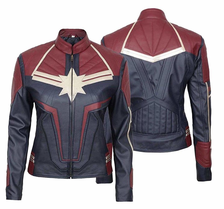 E Genius Brie Larson Captain Marvel Aviator Brown Bomber Leather Jacket ...