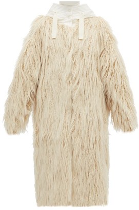 Moncler Bouregreg Faux-shearling Overlay Quilted Coat - Ivory