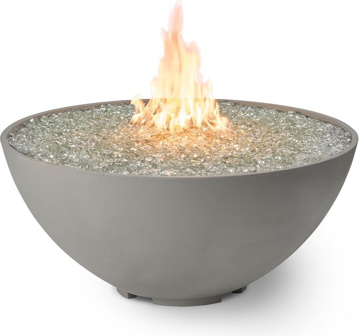 The Outdoor GreatRoom Company Cove Edge 42 Inch Round GFRC Propane Fire Bowl w/ Electronic Ignition in Natural Gray by