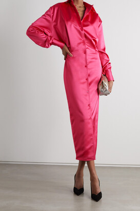 ATTICO Satin Midi Shirt Dress - Pink