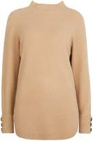 Thumbnail for your product : WallisWallis Camel Curved Hem Button Cuff Jumper