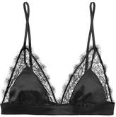 Thumbnail for your product : Anine Bing Winnie Lace-trimmed Satin Soft-cup Triangle Bra