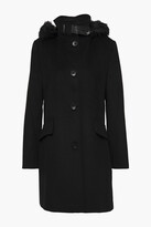 Thumbnail for your product : DKNY Faux fur-trimmed wool-blend coat