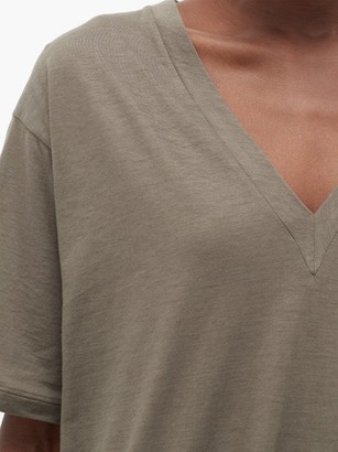 Raey V-neck Cotton-jersey T-shirt - Grey
