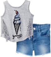 Thumbnail for your product : Jessica Simpson Heathered Jersey Knit Top & Frayed Short Set - 2-Piece Set (Baby Girls)