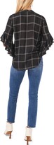 Thumbnail for your product : Vince Camuto Windowpane Ruffle Sleeve Popover Top