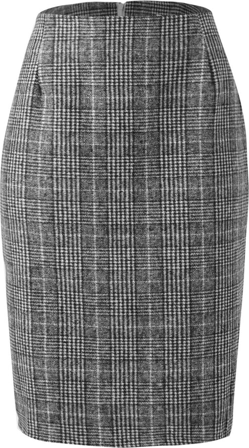 Generic Fall Skirts Pencil Plaid Skirts for Women Fall Winter High