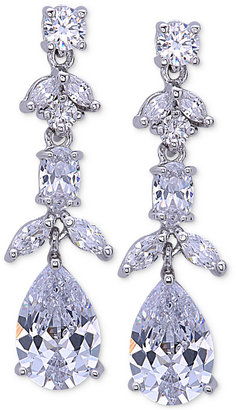 Nina Silver-Tone Floral Crystal Linear Drop Earrings