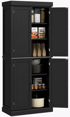 Red Barrel Studio Freestanding Kitchen Cupboard with 4 Doors and Adjustable Shelves