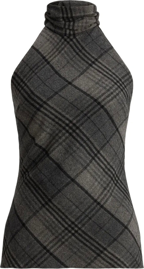 Ralph Lauren Collection Turtleneck Check-Pattern Top