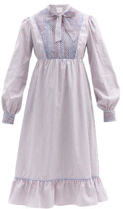 Loretta Caponi Nadia Striped Cotton-poplin Midi Dress - Blue Stripe