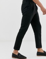 Thumbnail for your product : Topman skinny smart trousers in black with turn up hem