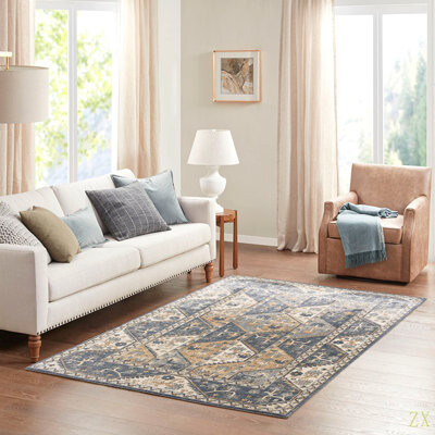 Bungalow Rose Tiled Border Area Rug