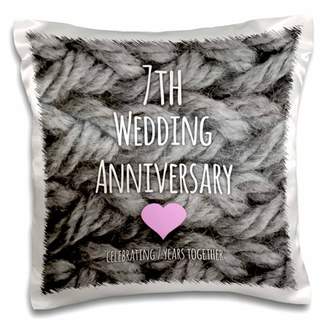 3drose 3dRose 7th Wedding Anniversary gift - Wool celebrating 7 years together Seventh anniversaries gray grey - Pillow Case, 16 by 16-inch