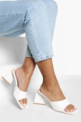 white mule block heels