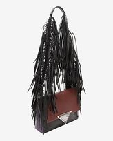 Thumbnail for your product : Sara Battaglia Teresa Colorblock Fringe Shoulder Bag: Plum/Black