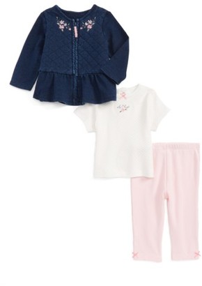 Little Me Infant Girl's Embroidered Jacket, Tee & Leggings Set
