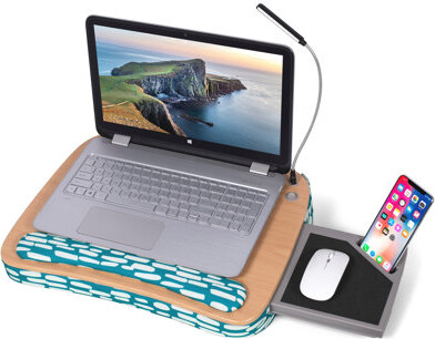 Sofia + Sam Deluxe Lap Desk For Laptop And Writing - Teal Strokes- Laptop Stand Accessories - Home Office Tray - Work From Home - Car Sofa Chair Couch Portable De