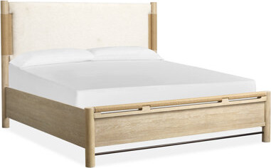Latitude Run Panel Upholstered Bed 2 Open Nightstands 9 Drawer Dresser With Landscape Mirror And Drawer Chest