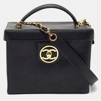 Chanel Black Caviar Leather Vintage CC Vanity Case Bag - ShopStyle