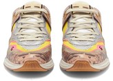 Thumbnail for your product : Gucci Ultrapace Leather And Mesh Trainers - Beige Silver