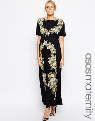 ASOS Maternity Maxi Dress With Floral Placement Print