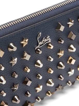 Christian Louboutin Panettone Embellished Zip Around Leather Wallet - Womens - Blue Multi