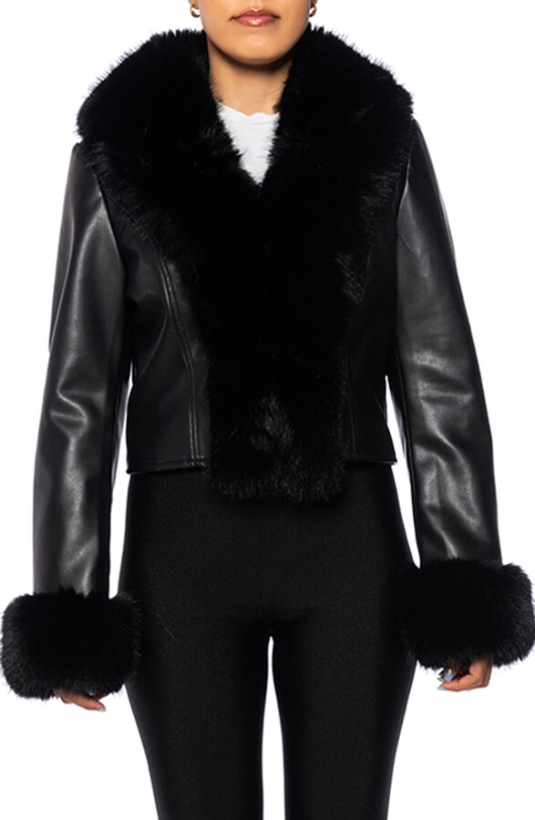 AZALEA WANG Faux Leather Jacket with Faux Fur Trim ShopStyle