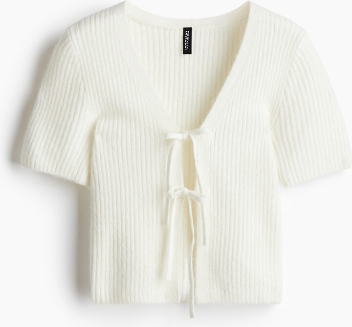 H&M Tie-Detail Rib-Knit Top