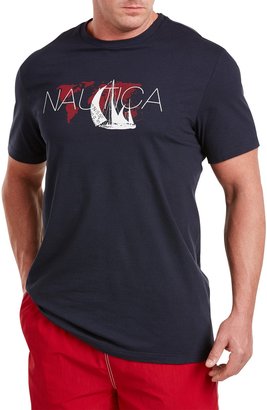 Nautica World Map and Boat Graphic T-Shirt