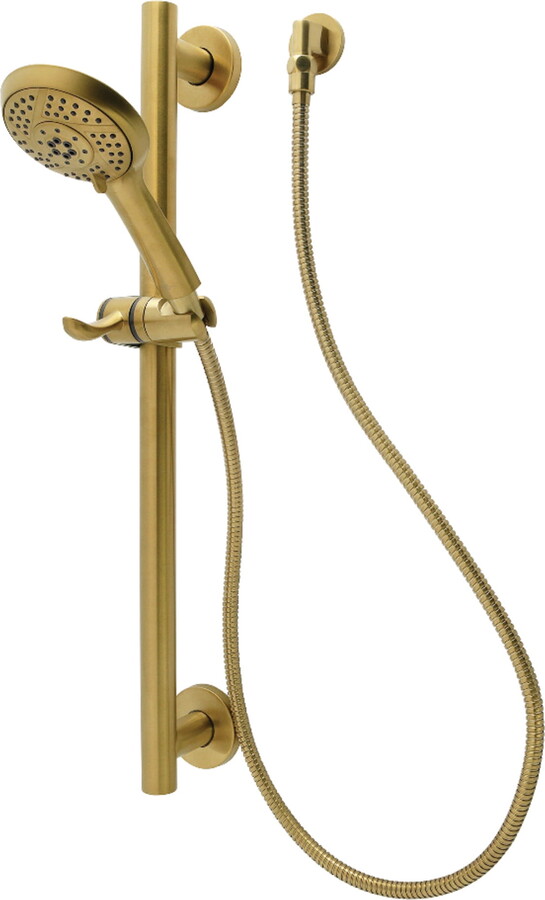 Kingston Brass KAK1547E Made to Match Shower System with Slide/Grab Bar and Hand Shower, Brushed Brass