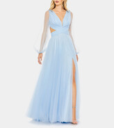 Thumbnail for your product : Mac Duggal Tulle Puff Sleeve Cut Out Lace Up A Line Gown