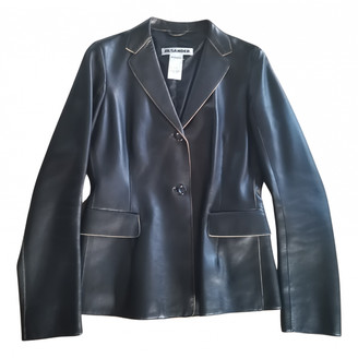 Jil Sander Button-detailed Leather Jacket in Black Womens Clothing Jackets Leather jackets 