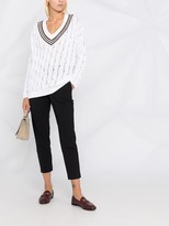 Thumbnail for your product : Brunello Cucinelli V-neck cable knit cricket sweater