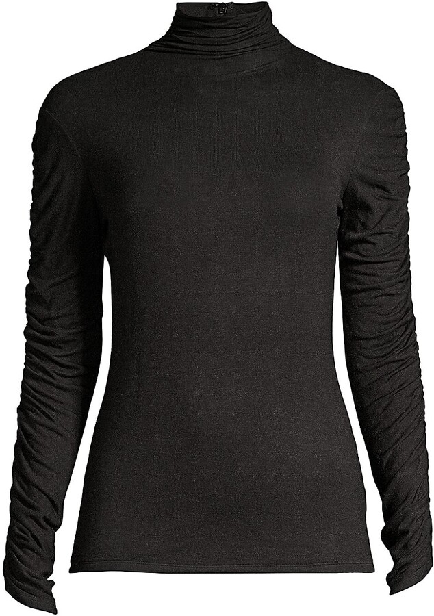 ruched neck turtleneck