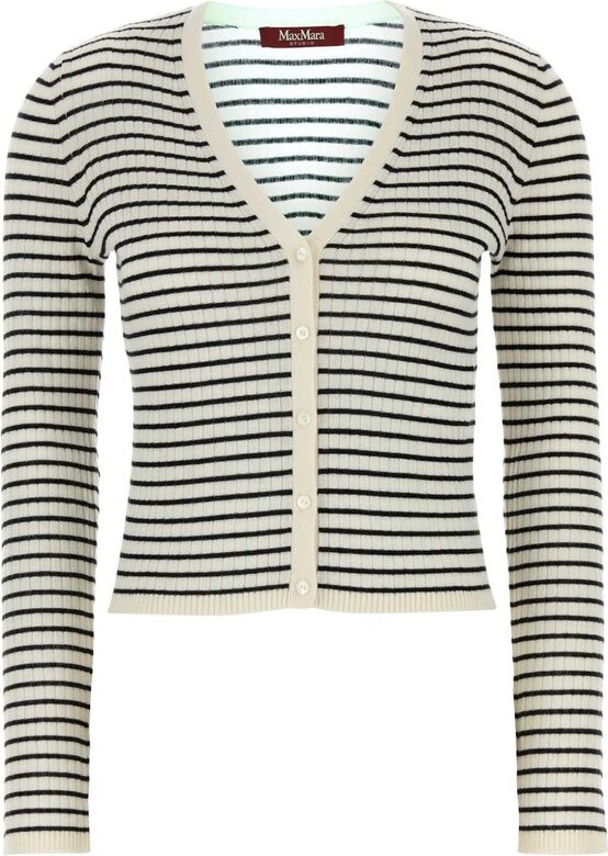 Studio Max Mara Trieste V-Neck Striped Cardigan
