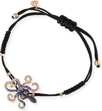 Pippo Perez 18k White Gold Diamond and Sapphire Octopus Pull-Cord Bracelet