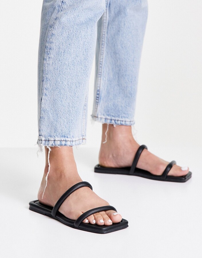 Topshop Polly Tubular Double Strap Sandal in Black - ShopStyle