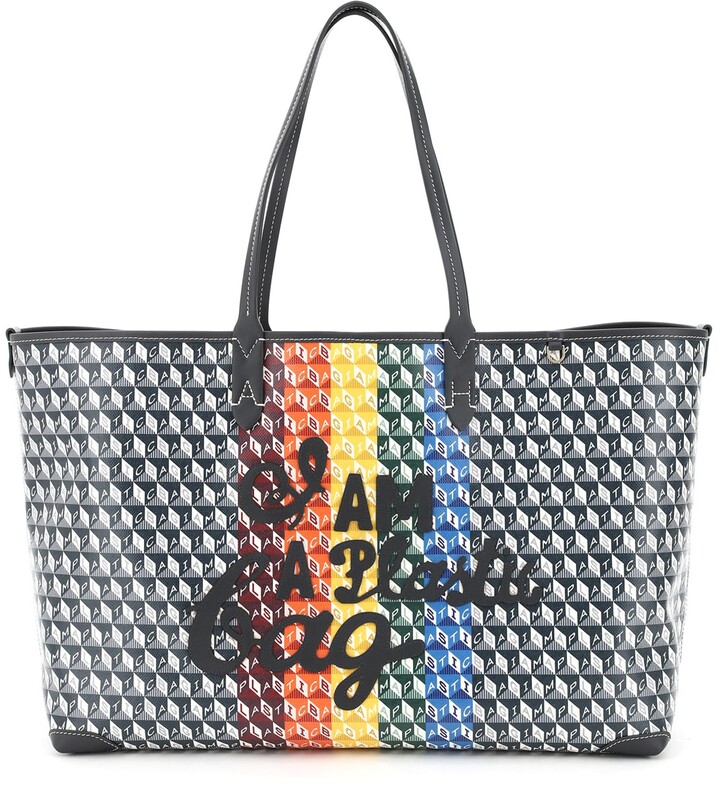 Anya Hindmarch 'I AM A PLASTIC BAG' LARGE TOTE BAG OS White, Grey