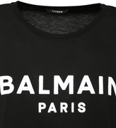 Thumbnail for your product : Balmain Flocked Logo Cotton Jersey Crop Top