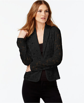 INC International Concepts Petite Long-Sleeve Lace Blazer, Only at Macy's