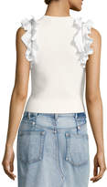 Thumbnail for your product : 3.1 Phillip Lim Sleeveless Fitted Cotton Top w/ Ruffled Trim